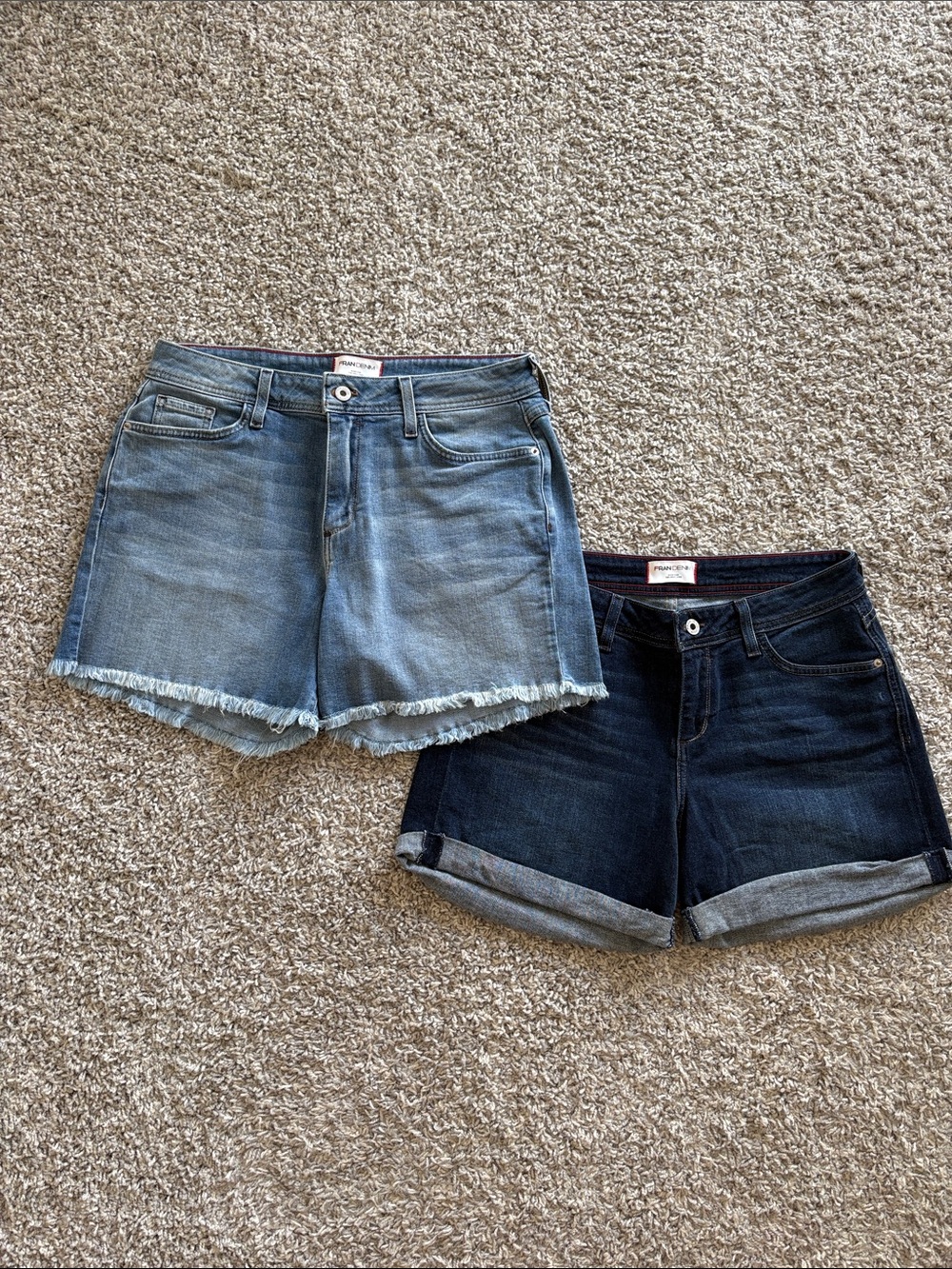 NWOT Fran Denim Women’s Two-Pack Denim Shorts - Light Blue & Dark Indigo